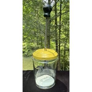 Vtg 1950’s Anchor Hocking Food Chopper ACME MADE U.S.A. Yellow Top -A88